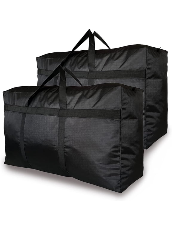 105L Oversized Moving Bag 2PCS Travel Luggage Bag Foldable Waterproof Storage Bag Double Zipper and Strong Handle Moving Available Black