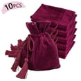 thumbnail image 1 of Tripumer 10PCS Velvet Jewellery Bags 4.7x5.5inch Jewellery Bags with Tassel Drawstring Wedding Holiday Gift Bags for Jewellery Watches Gifts - Red, 1 of 9