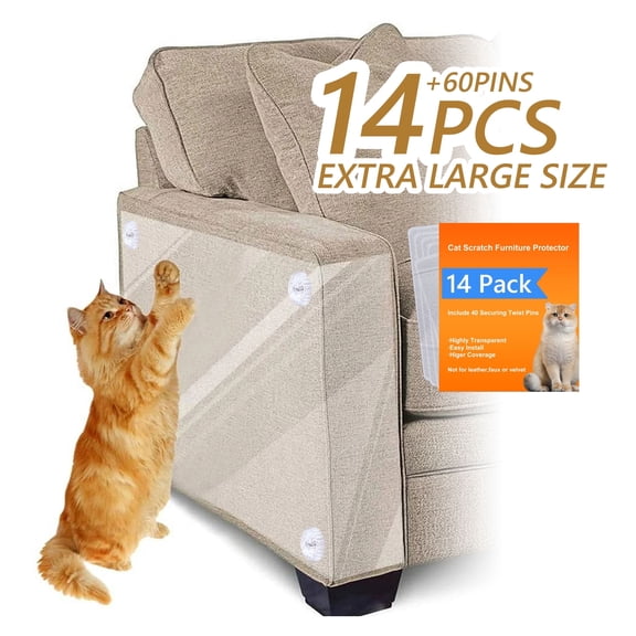 Tripumer 10pcs Strong Adhesive Cat Couch Protectors 4pcs 5.9x15.7inch Cat Scratch Furniture Protectors and 10pcs Anti-Scratch Clear Protectors 11.8x17.7inch with 60 Spiral Spikes