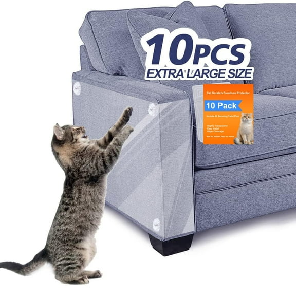 Tripumer 10pcs Cat Furniture Protectors: 4pcs(5.9x15.7inch) +6pcs(11.8x17.7inch) Strong Adhesive, with 40 Spiral Spikes