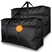 110L Extra Large Moving Bag Travel Luggage Bag Foldable Waterproof Storage Bag Double Zipper and Strong Handle Moving Available Black-2PACK