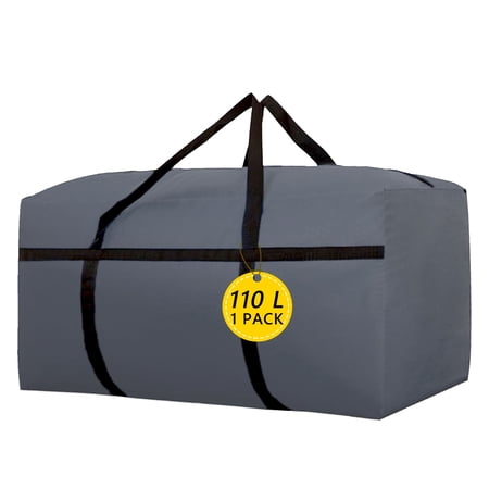 Hengbo 110L Extra Large Moving Bag Travel Luggage Bag Foldable Waterproof Storage Bag Double Zipper and Strong Handle Moving Available Gray-1Pcs
