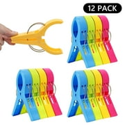 Tripumer 12 Pack Towel Clips Plastic Clothes Pegs Beach Chair Towel Clips Hanging Clip Clamps Large Size Multipurpose Clips for Home and Travel