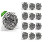 Tripumer 12 Pcs Stainless Steel Scourers Stainless Steel Sponges 3 inch Cleaning Ball Utensil Scrubber Density Metal Scrubber Scouring Pads Ball Removing Rust Dirty Cookware Cleaner Silver