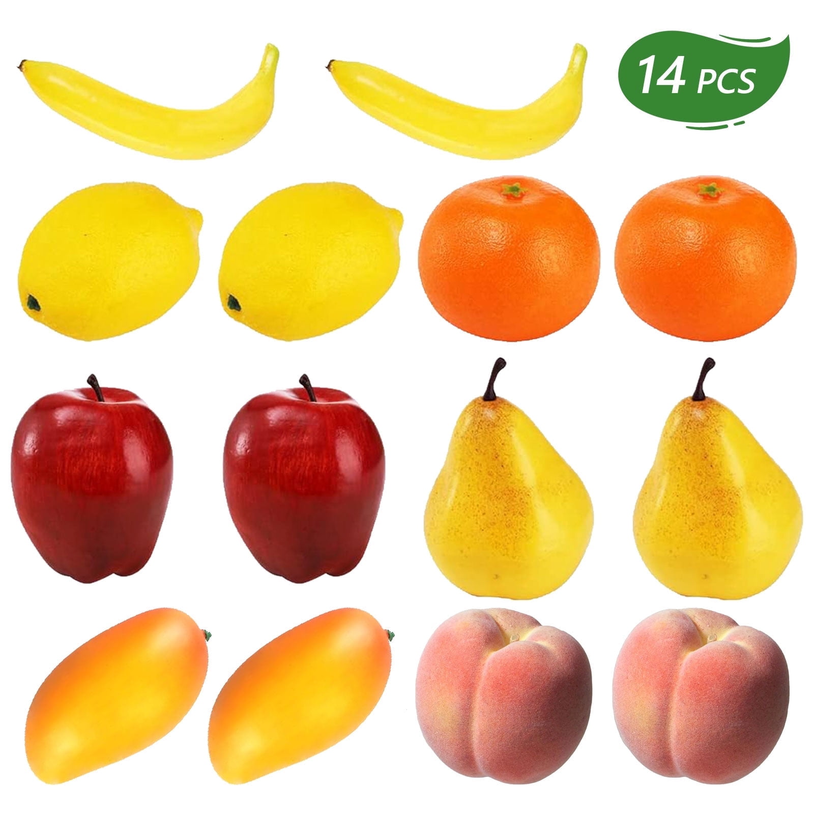 Tripumer, 14 Pcs Plastic Artificial Fruits Set, Realistic Fake