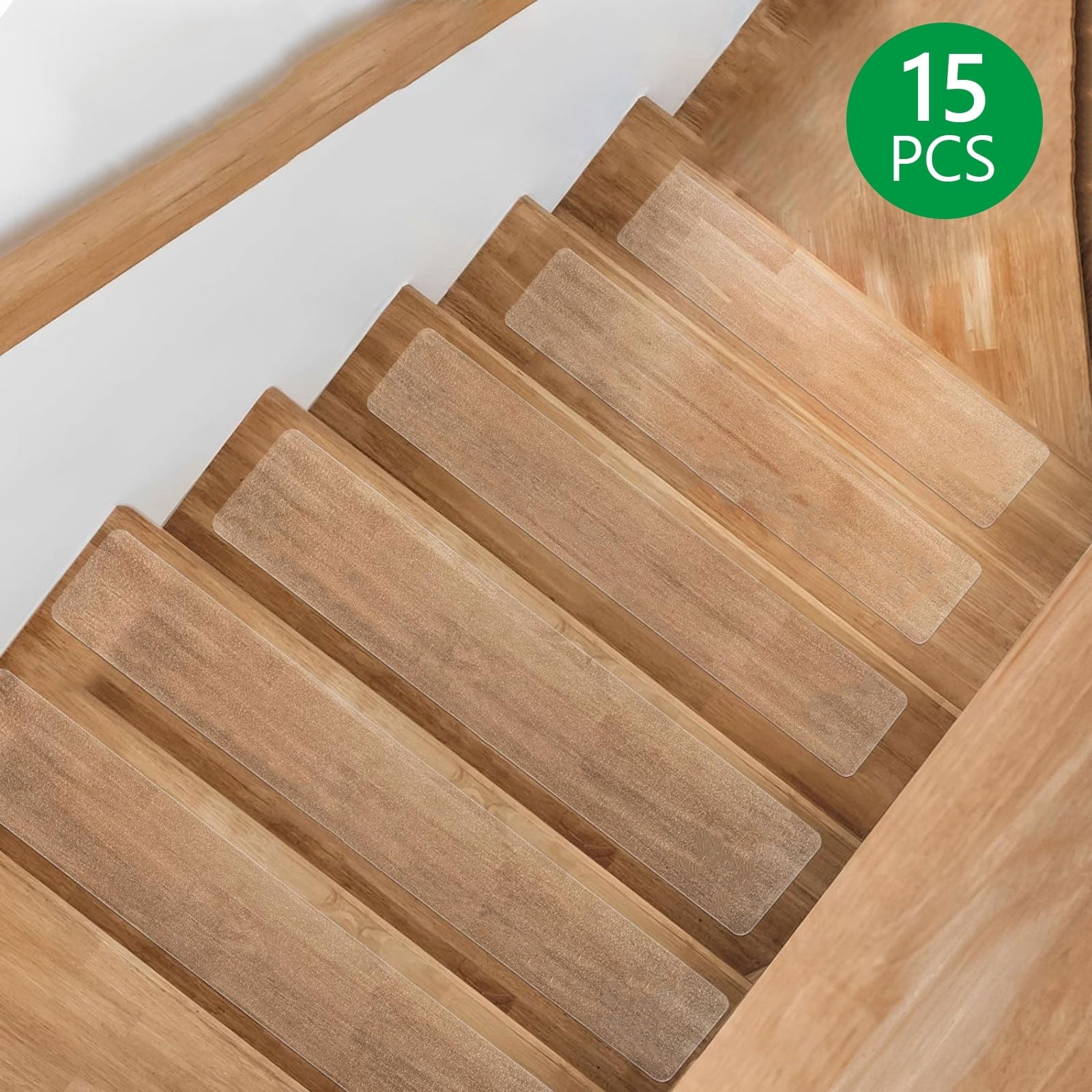 Tripumer 15 Pcs Transparent Stair Treads Anti Slip Grip Tape 4 x 24 inch  for Indoor  Outdoor Clear