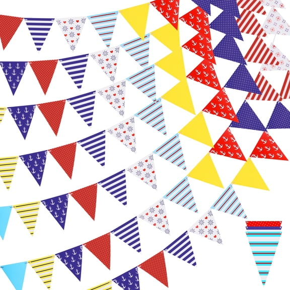 Tripumer 164ft Pennant Banner String Hanging 120Pcs of Colorful Polka Dot Birthday Hanging Flags Red Striped Flags Suitable for Birthday Party Carnival Outdoor Event Opening Decoration