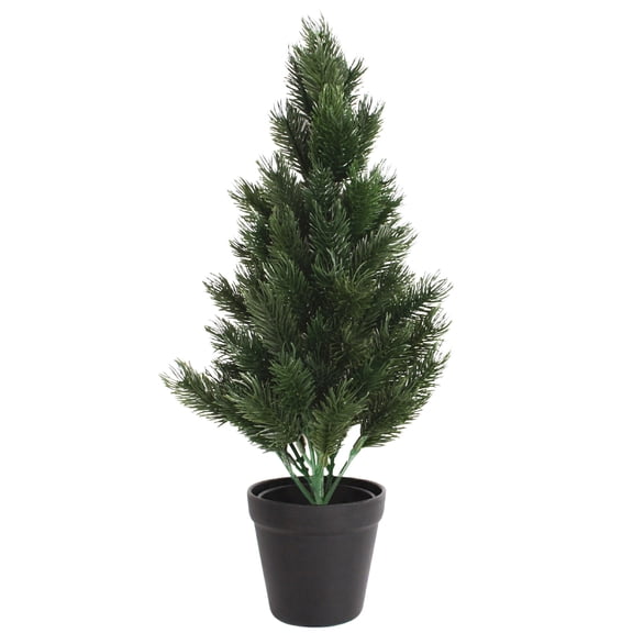 Tripumer 17 Inch Simulated Cedar Tree Potted Plant Fake Plant Artificial Pine Needles with Black Pot Indoor Desktop Decoration Home Bookshelf Desk Wine Cabinet Bathroom Farmhouse Decoration