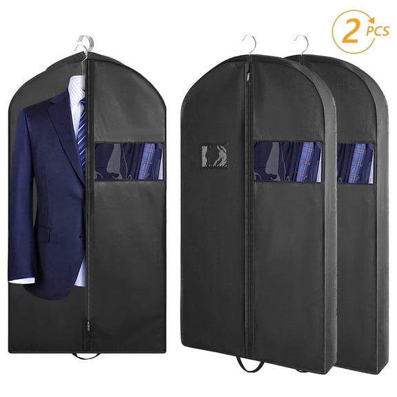 Hengbo 2 PCS Travel Garment Bags 43 inch Gusseted Hanging Garment Bags Heavy Duty Garment Bag Gusseted Suit Bags For Men Travel With Handles for Clothes Coats Jackets Shirts