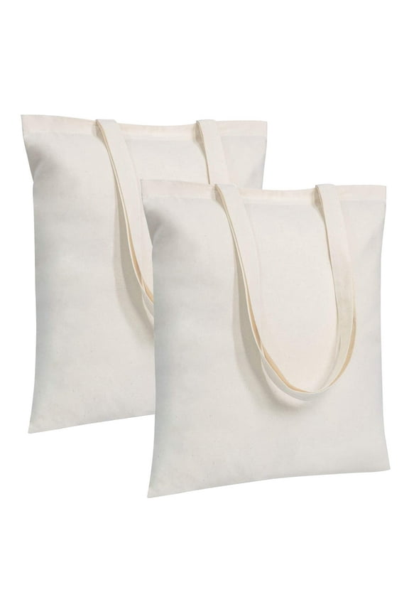 2-Pack Blank Canvas Tote Bags Bulk Shopping Bag for Crafts Lightweight Medium Reusable Grocery Shopping Cloth Bags Suitable for DIY Advertising Promotion Gift Activity