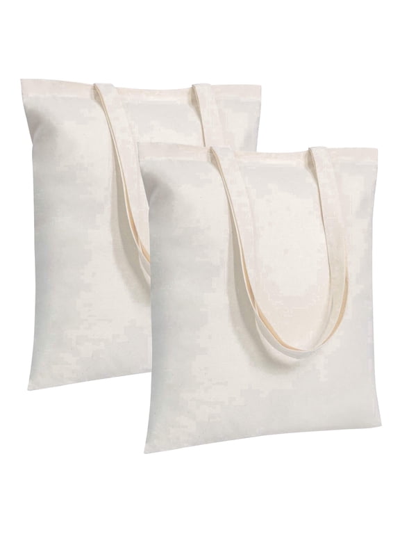 2 Pack Blank Canvas Tote Bags Bulk Shopping Bag for Crafts Lightweight Medium Reusable Grocery Shopping Cloth Bags Suitable for DIY Advertising Promotion Gift
