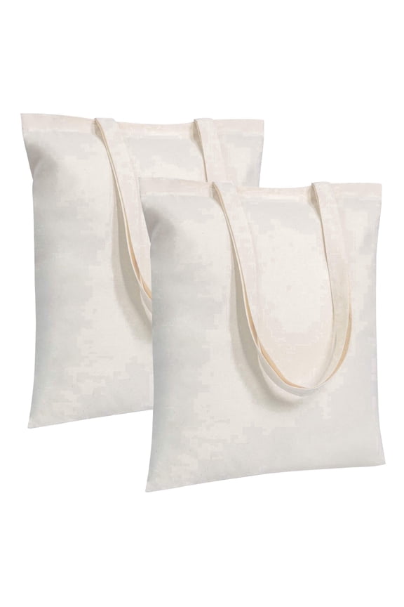 2 Pack Blank Canvas Tote Bags Bulk Shopping Bag for Crafts Lightweight Medium Reusable Grocery Shopping Cloth Bags Suitable for DIY Advertising Promotion Gift Activity