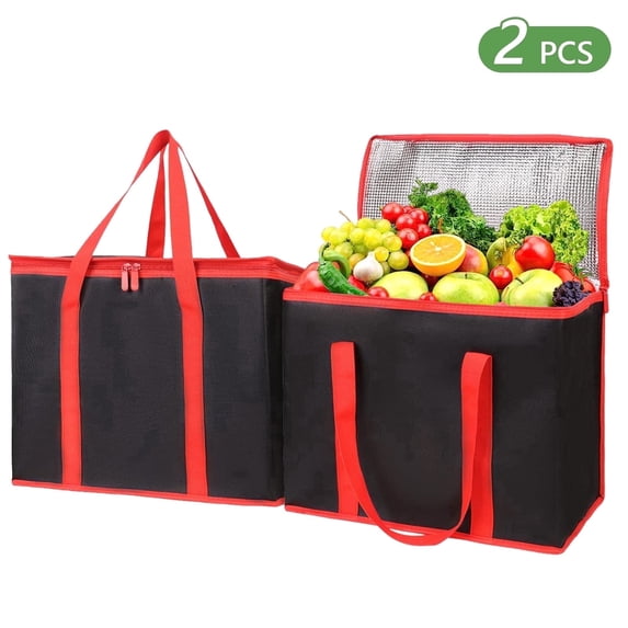 Tripumer 2 Pack Insulated Reusable Grocery Shopping Bags Insulated Grocery Bag for Food Delivery Zipper