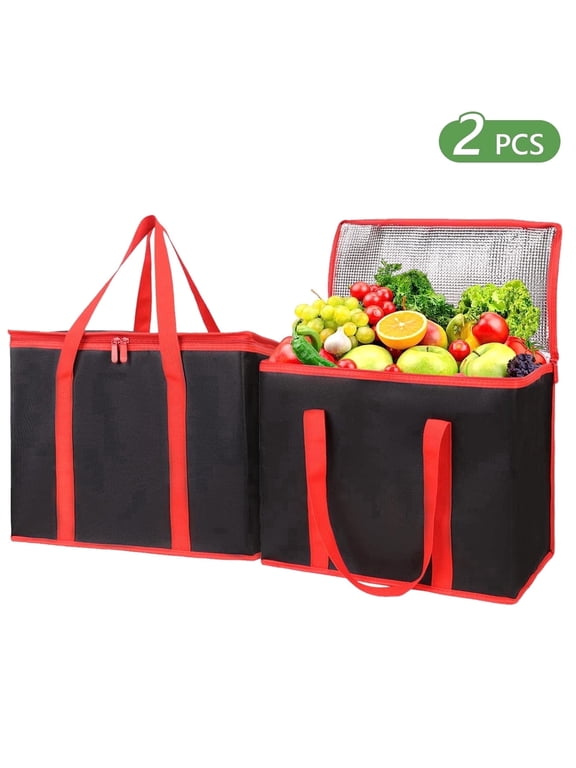 2 Pack Insulated Reusable Grocery Shopping Bags Insulated Grocery Bag for Food Delivery Zipper