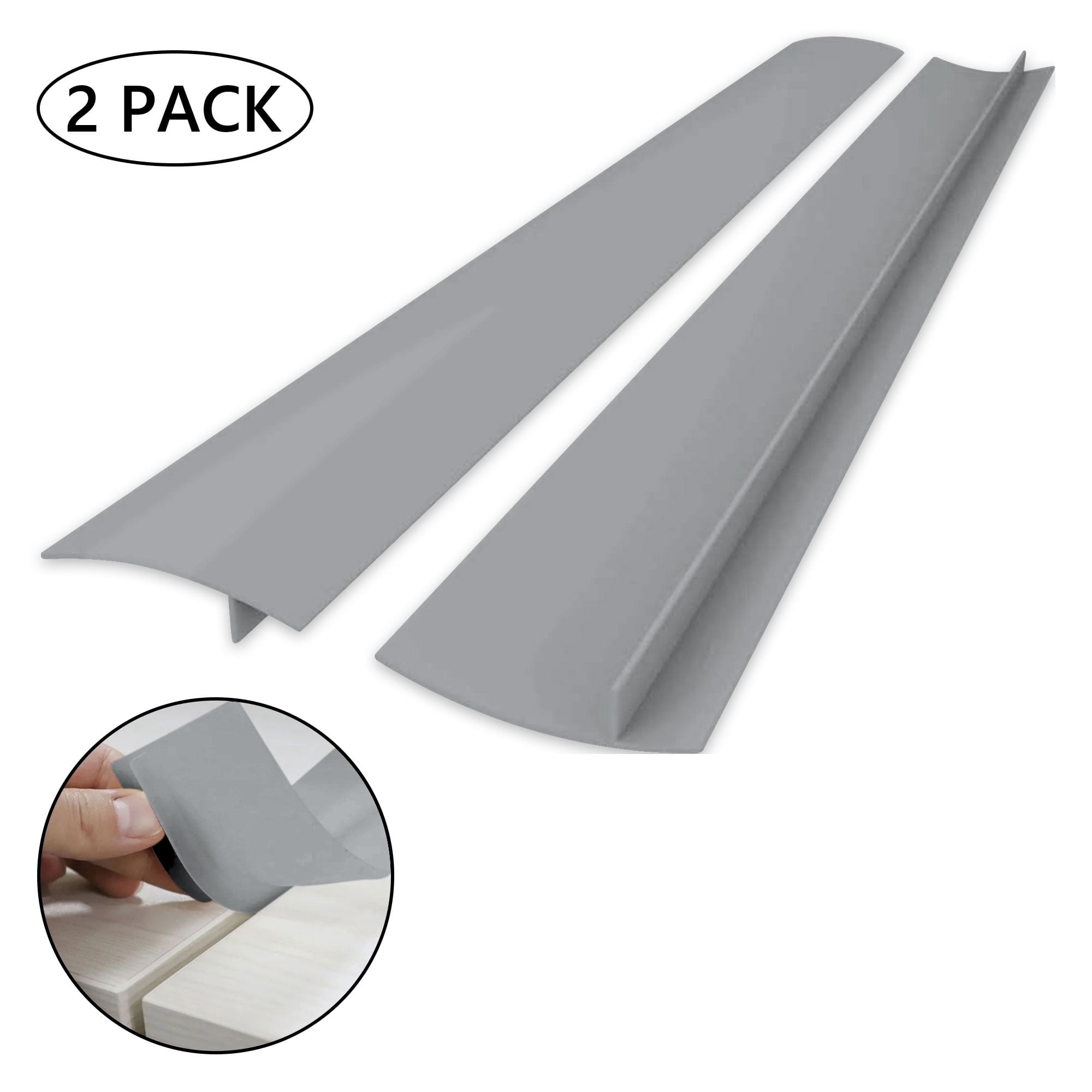 Hengbo 2 Pack Silicone Stove Seam Covers 25inch Cooktop Seal Covers Kitchen Heat Resistant Stove Seam Filler Seal Countertop Oven Stove Washer Washer Dryer Leak Between Grey