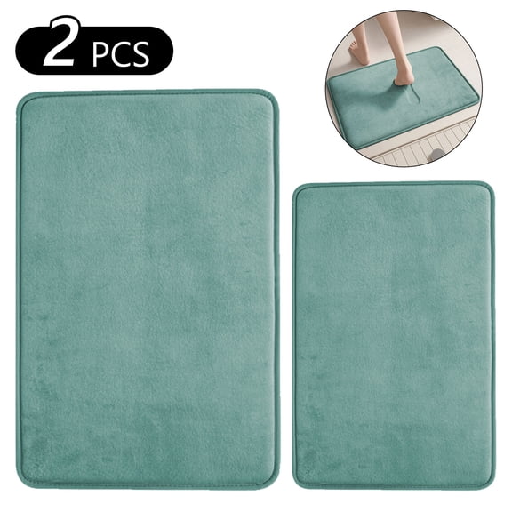 Tripumer 2 Pcs Bathroom Shower Mats Set Absorbent Bath Mat for Floor Bedroom Home Navy Blue