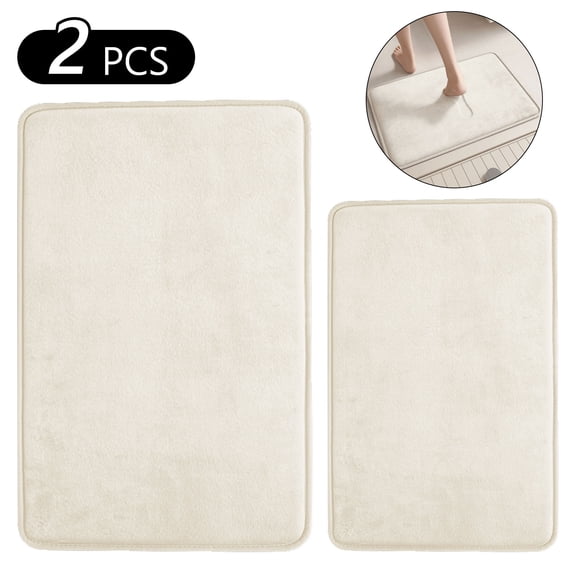 Tripumer 2 Pcs Bathroom Shower Mats Set Absorbent Bath Mat for Floor Bedroom Home Navy White