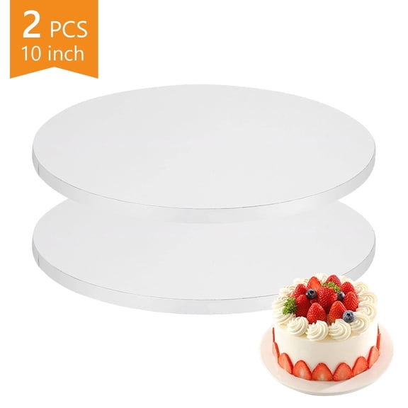Tripumer 2 Pcs 10 inch Round Cake Drums Sturdy Food Grade Cardboard Base for Decorating Multi Layer Cakes
