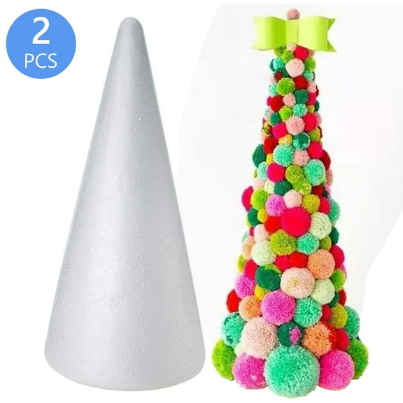 Tripumer 2 Pcs 3.7 inch Diameter Craft Foam Cones Polystyrene Material for DIY Modeling Floral Arranging Holiday Crafts