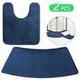 thumbnail image 1 of Tripumer 2 Pcs Curved Bath Rug Bath Mat Bathroom Rugs Toilet Mats for Corner Bath Tub Quadrant Shower Stall Navy Blue, 1 of 7