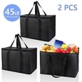 thumbnail image 1 of Tripumer 2 Pcs Insulated Grocery Bags Food Delivery Bag 20 x 10 x 13 inch Shopping Grocery Bag Transport Keep Food Warm Or Cool Collapsible Washable Sturdy Zipper Black, 1 of 8