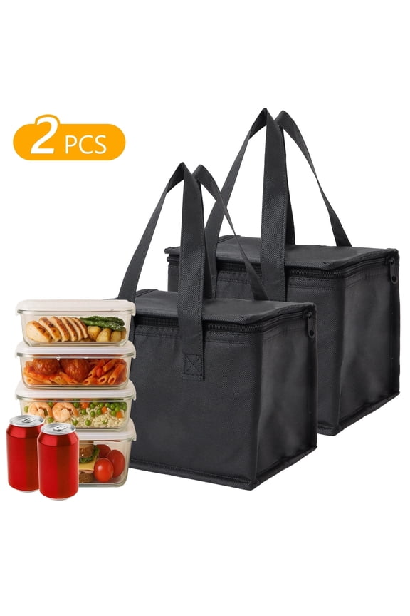 2 Pcs Lunch Box Lunch Bag Leak Proof Tote Cooler Leakproof Lunchbox Cooler Bag for Work Picnic Hiking Beach Black