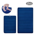 thumbnail image 1 of Tripumer 2 Pcs Memory Foam Bathroom Mat Thick Striped Memory Foam Bathroom Rugs Non Slip Washable Toilet Bathroom Mats Bathroom Rugs Super Water Absorption Machine Wash for Bathroom Floor Rug Navy, 1 of 9