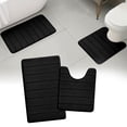 thumbnail image 1 of Tripumer 2 Pcs Memory Foam Bathroom Rug Set with U-Shaped Contour Toilet Mat for Extra Absorbent Bathroom Floor Black, 1 of 8
