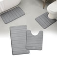 thumbnail image 1 of Hengbo 2 Pcs Memory Foam Bathroom Rug Set with U-Shaped Contour Toilet Mat for Extra Absorbent Bathroom Floor Gray, 1 of 8