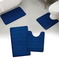 thumbnail image 1 of Hengbo 2 Pcs Memory Foam Bathroom Rug Set with U-Shaped Contour Toilet Mat for Extra Absorbent Bathroom Floor Navy Blue, 1 of 8
