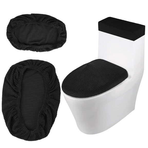 Tripumer 2 PcsToilet Covers Elegant Toilet Lid Cover and Toilet Tank Lid Cover for Bathroom Modern Home Decor Black
