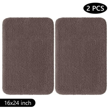 Tripumer 2 Pcs Shaggy Soft Bathroom Rugs Set Microfiber Bathroom Rug 16 x 24 inch  Plush Rugs and Mats Brown