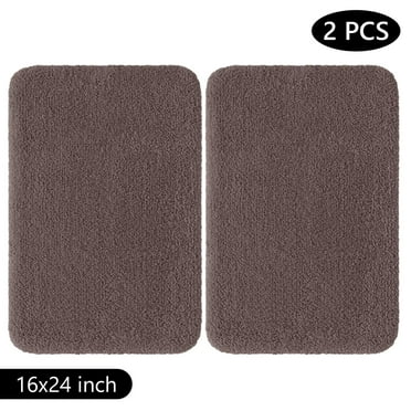 Tripumer 2 Pcs Shaggy Soft Bathroom Rugs Set Microfiber Bathroom Rug 16 x 24 inch  Plush Rugs and Mats Brown