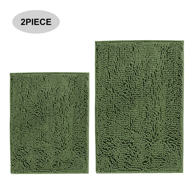 Tripumer Chenille 2Piece Bath Rug Set NonSlip, Super Absorbent Mats