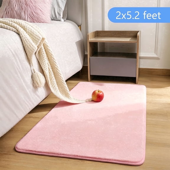 Tripumer 2 x 5.2 feet Modern Soft Hallway Runner Rug Fluffy Bedroom Bedside Rugs Area Rugs Non Slip Memory Foam Mat for Bedroom Entrance Kitchen Living Room Decor Pink
