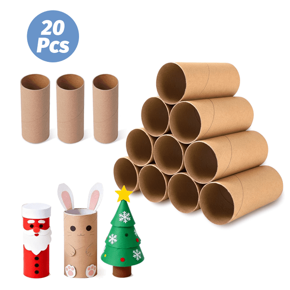 Tripumer 20 Pcs Cardboard Tubes Craft Rolls Empty Paper Tubes Brown Kraft Toilet Paper Rolls for DIY Art Crafts Halloween Thanksgiving Holiday Supplies