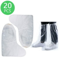 Tripumer 20 Pcs Disposable Long Shoe Boot Covers Clear Rain Shoe Protectors for Carpet Mud Snow