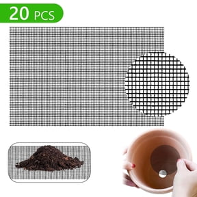 Tripumer 20 Pcs Flower Pot Hole Rectangle Mesh Pads Bonsai Black Drainage Screens to Prevent Soil Loss
