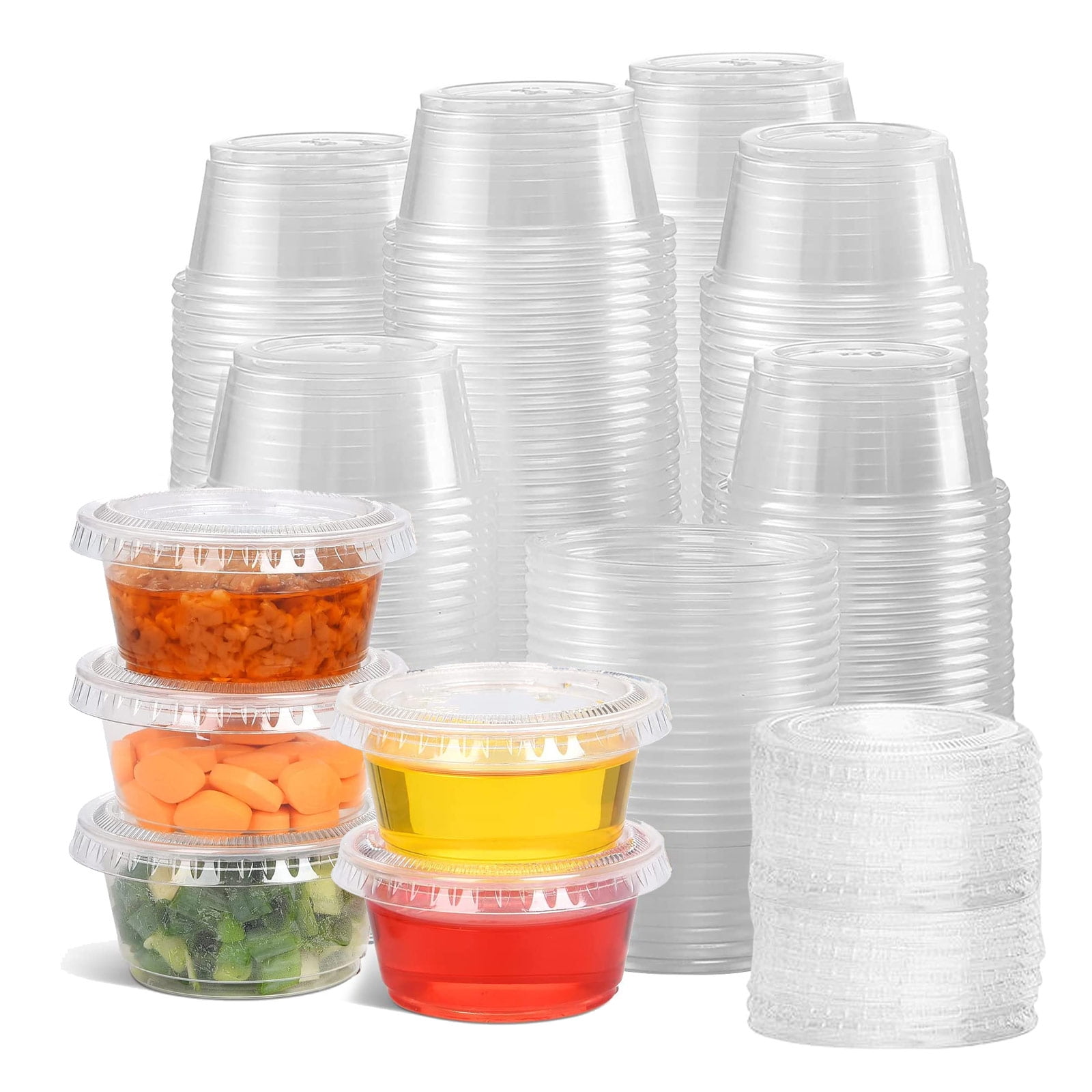 4 Glad brand reusable containers, small dip or dressing size, extra  stacking lid