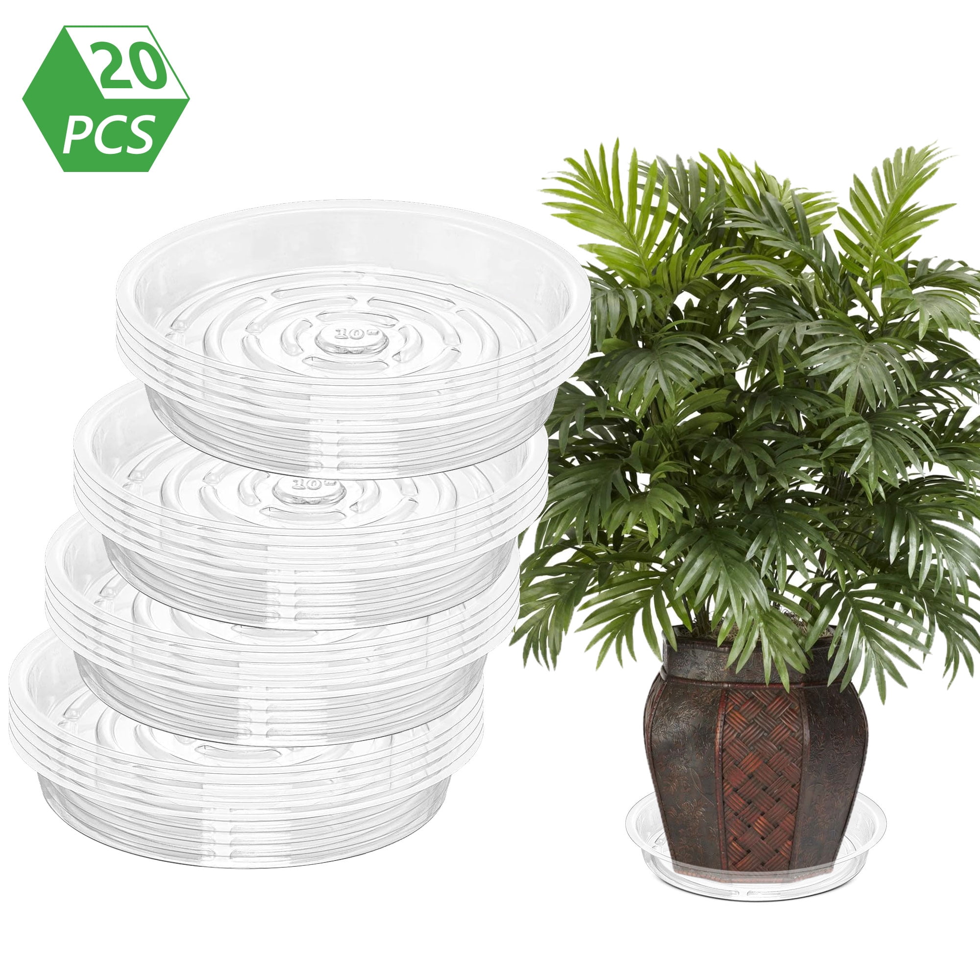 Tripumer 20Pack Plant Saucers 10inch Clear Plant Saucers Plastic