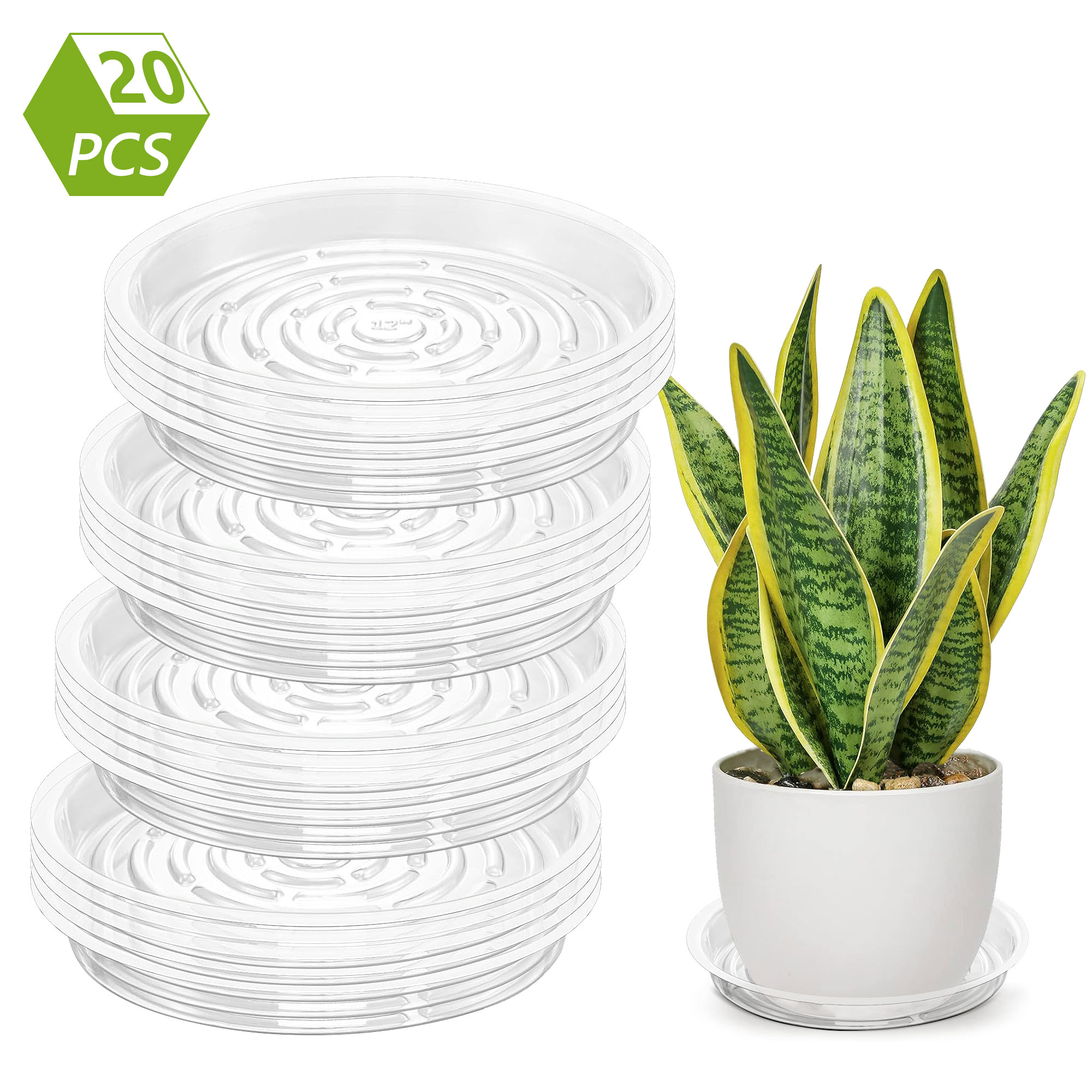 Tripumer 20Pack Plant Saucers 12inch Clear Plant Saucers Plastic