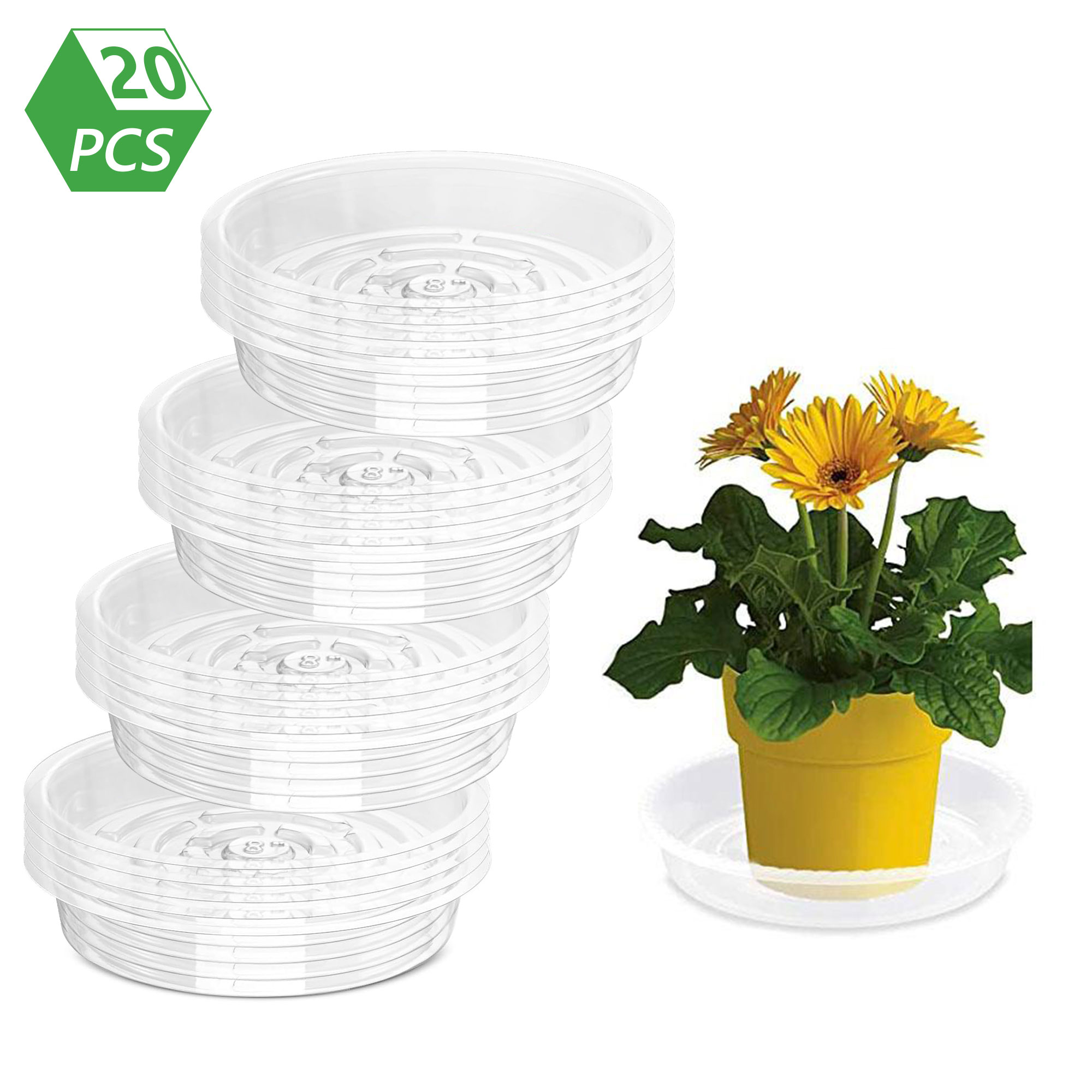 Tripumer 20Pack Plant Saucers 8inch Clear Plant Saucers Plastic Planter