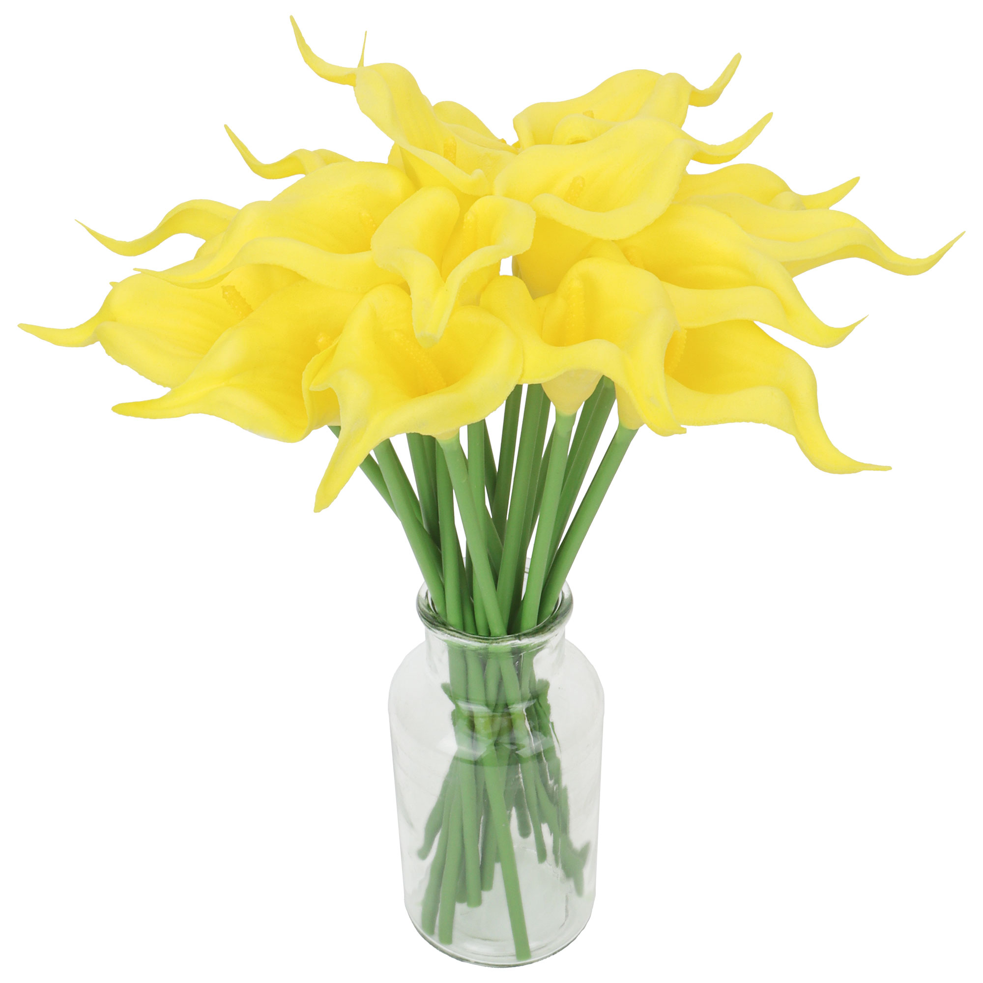 Tripumer 20Pcs Artificial Calla Lily Faux White Silk Flowers PU Real