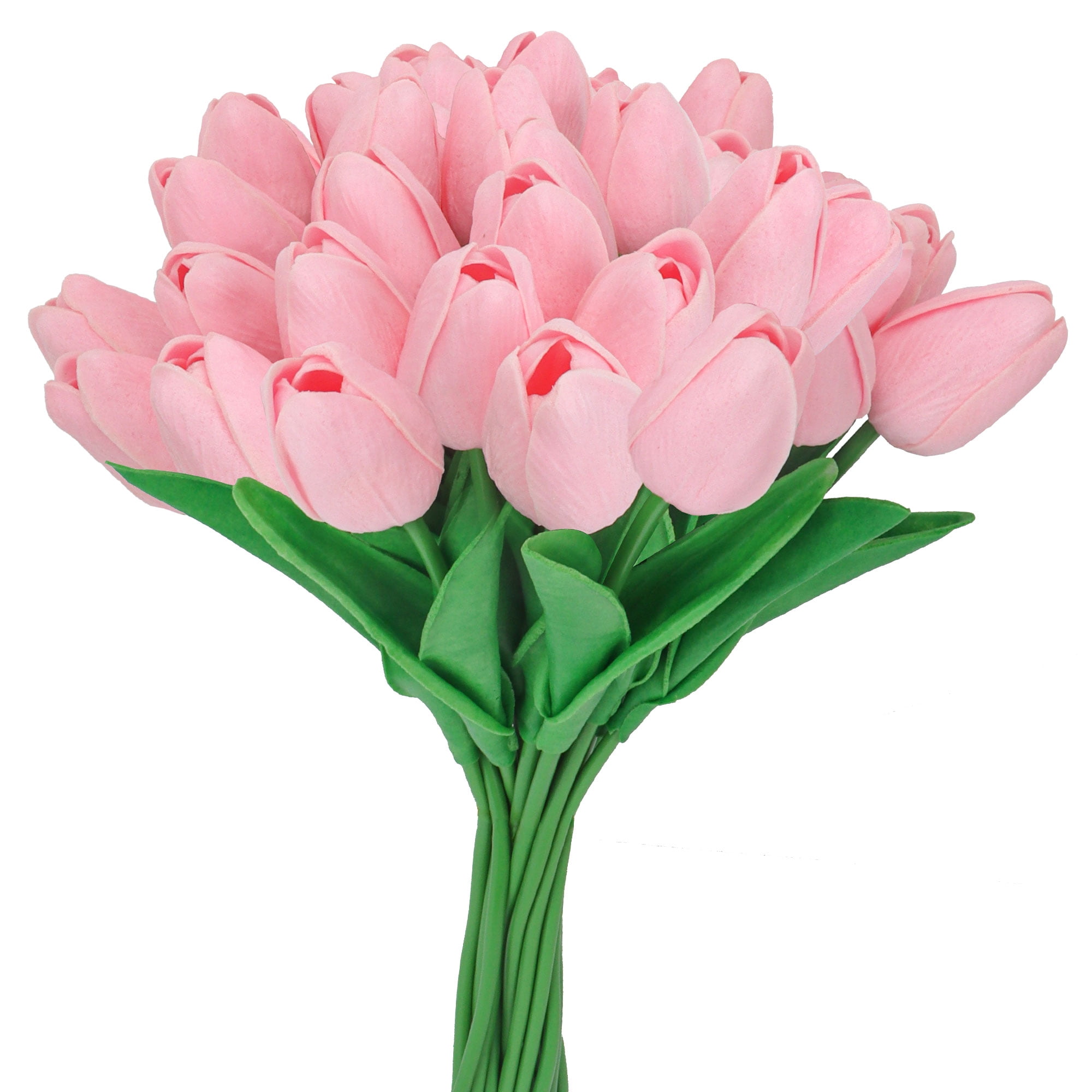 Semfri 20Pcs Rose Artificial Tulip Silk Flowers Faux Artificial Flowers Fake Tulips PU Real Touch Fake Flowers For Wedding Party Office Home Kitchen Decoration