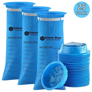 Tripumer Vomit Bags – 25 Pack 1000ml Emesis Bags – Portable Motion Sickness Cleaning Bags, Leak Proof Emergency Disposal Bags - Blue