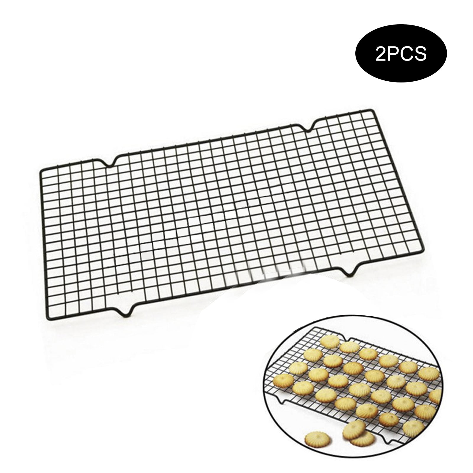 Tripumer 2PCS Baking Cooling Rack Square Stainless Steel Wire Cooling Rack Bread Cake Grill Kitchen Non stick Cooking Rack 16x10inch Suitable for Air Fryer Pressure Cooker Dishwasher Safe Black Walmar...