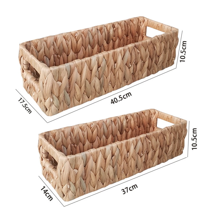 Tripumer 2PCS Handmade Woven Baskets with Handles Toilet Paper Water Gourd Baskets Home Clutter Storage Baskets for Living Room, Bathroom, Kitchen, Pantry and Tank Tops, 2 Sizes