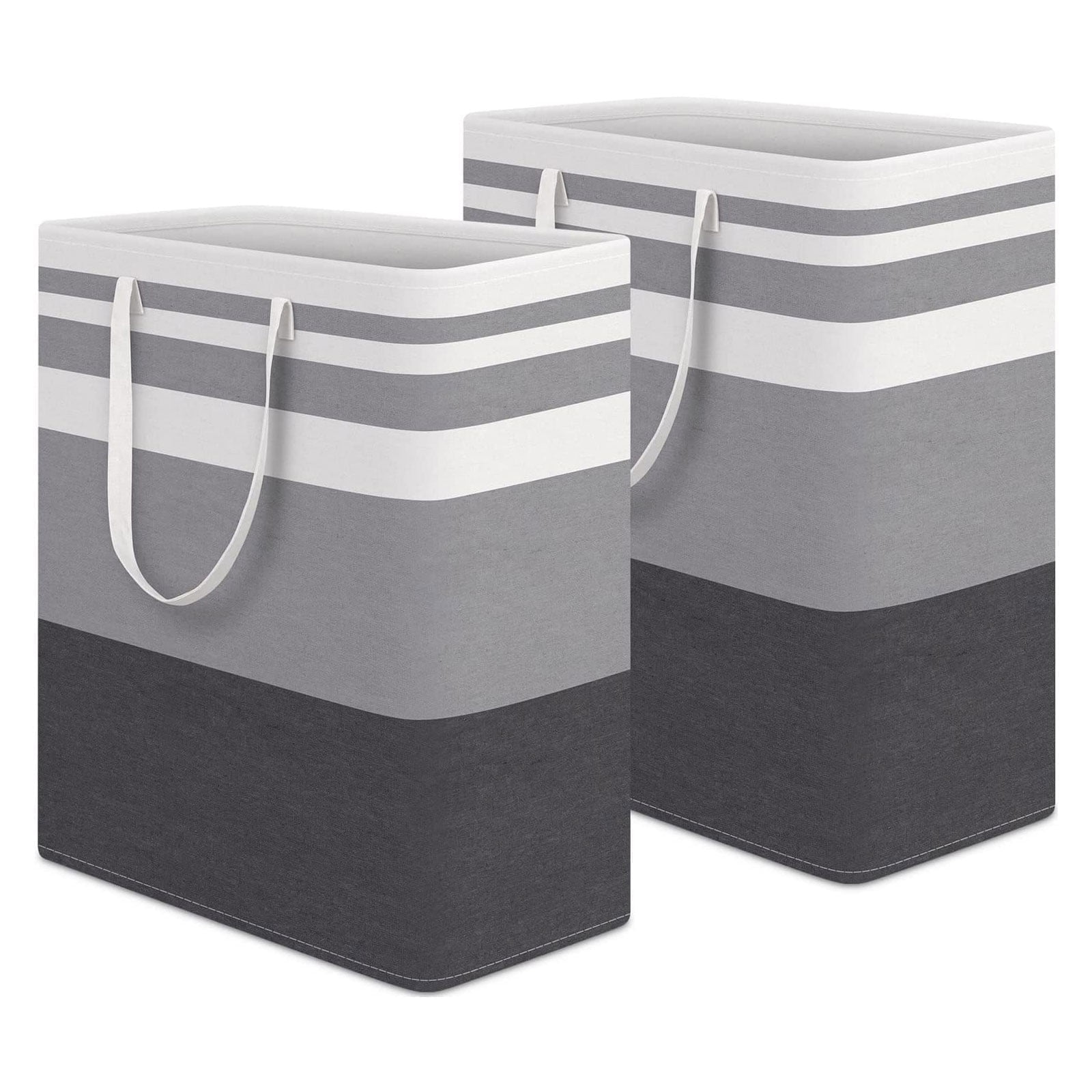 Tripumer 2Pack Large Laundry Basket 100L Each Waterproof Freestanding Laundry Hamper Collapsible Tall Clothes Hamper with Extended Handles for Clothes Toys in the Dorm and Family-Gradient Grey