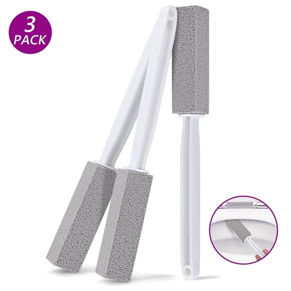 Hengbo 3 Pack Pumice Scouring Stick with Extra Long Handle Premium Pumice Stone Stick Cleaner 1.5 x 1.5 x 13.5 inch Gray