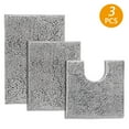 thumbnail image 1 of Hengbo 3 Pcs Chenille Bathroom Rug Sets Shaggy Bathroom Mat Set Carpet Extra Thick Soft Absorbent Soft Non Slip Machine Wash Light Gray, 1 of 7